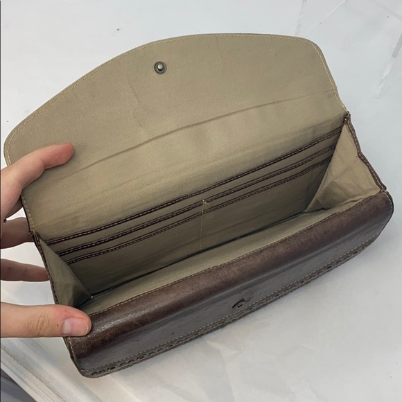 Nordstrom Brown XL Leather Brass Studs Wallet - Picture 5 of 14